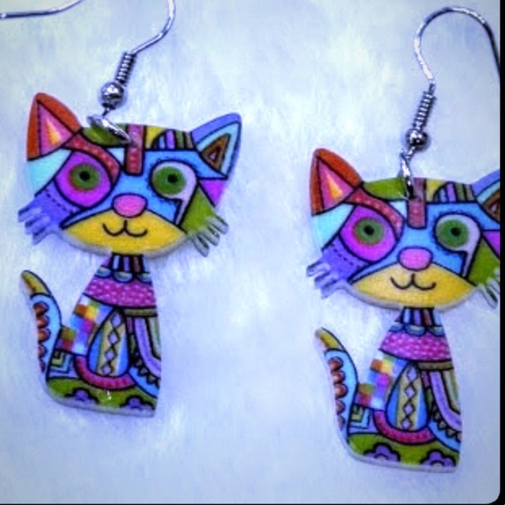 🔥Cat Acrylic Colorful Earrings - Picture 2 of 4